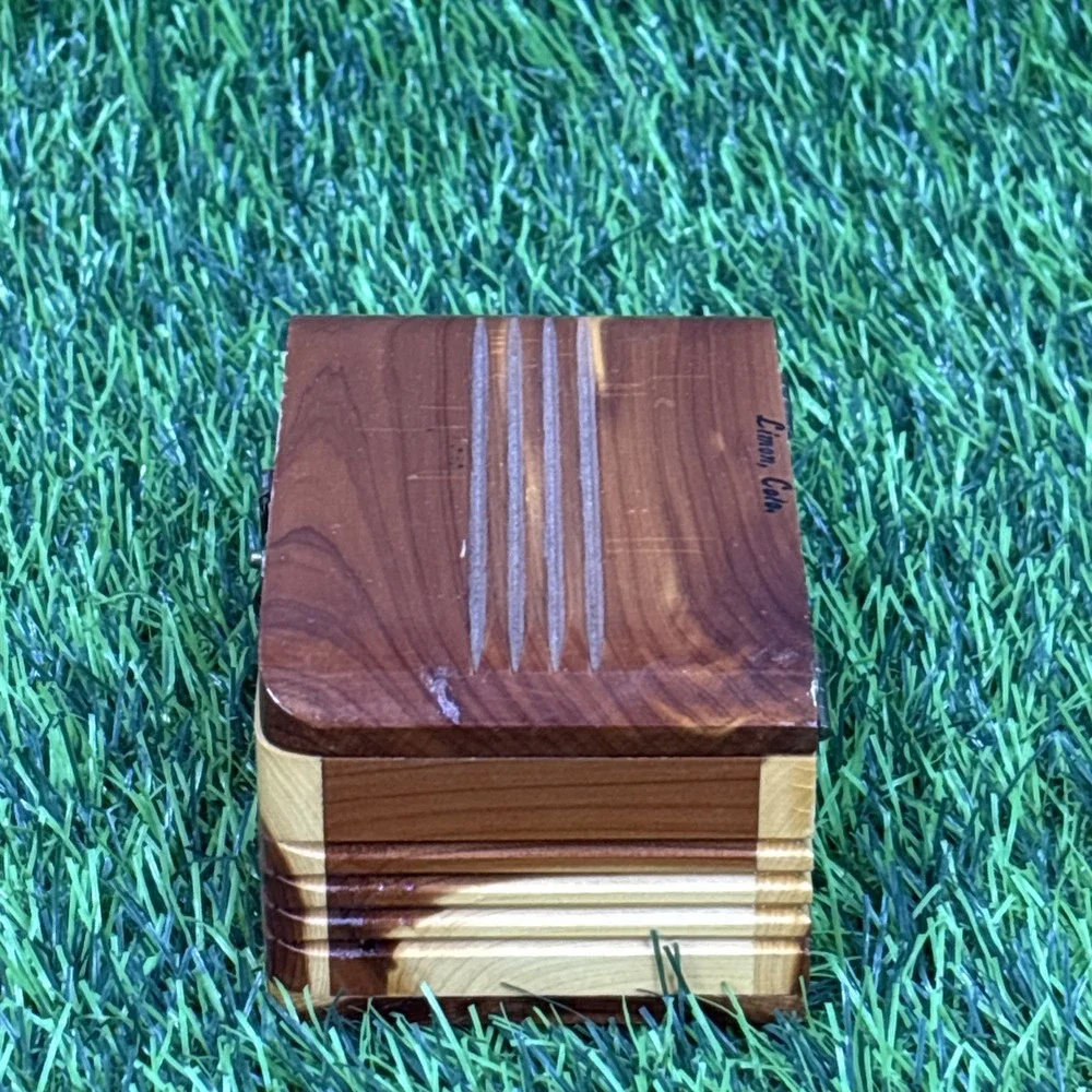 Vintage Limon Colorado Wood Trinket Box Two Tone Jewelry Souvenir